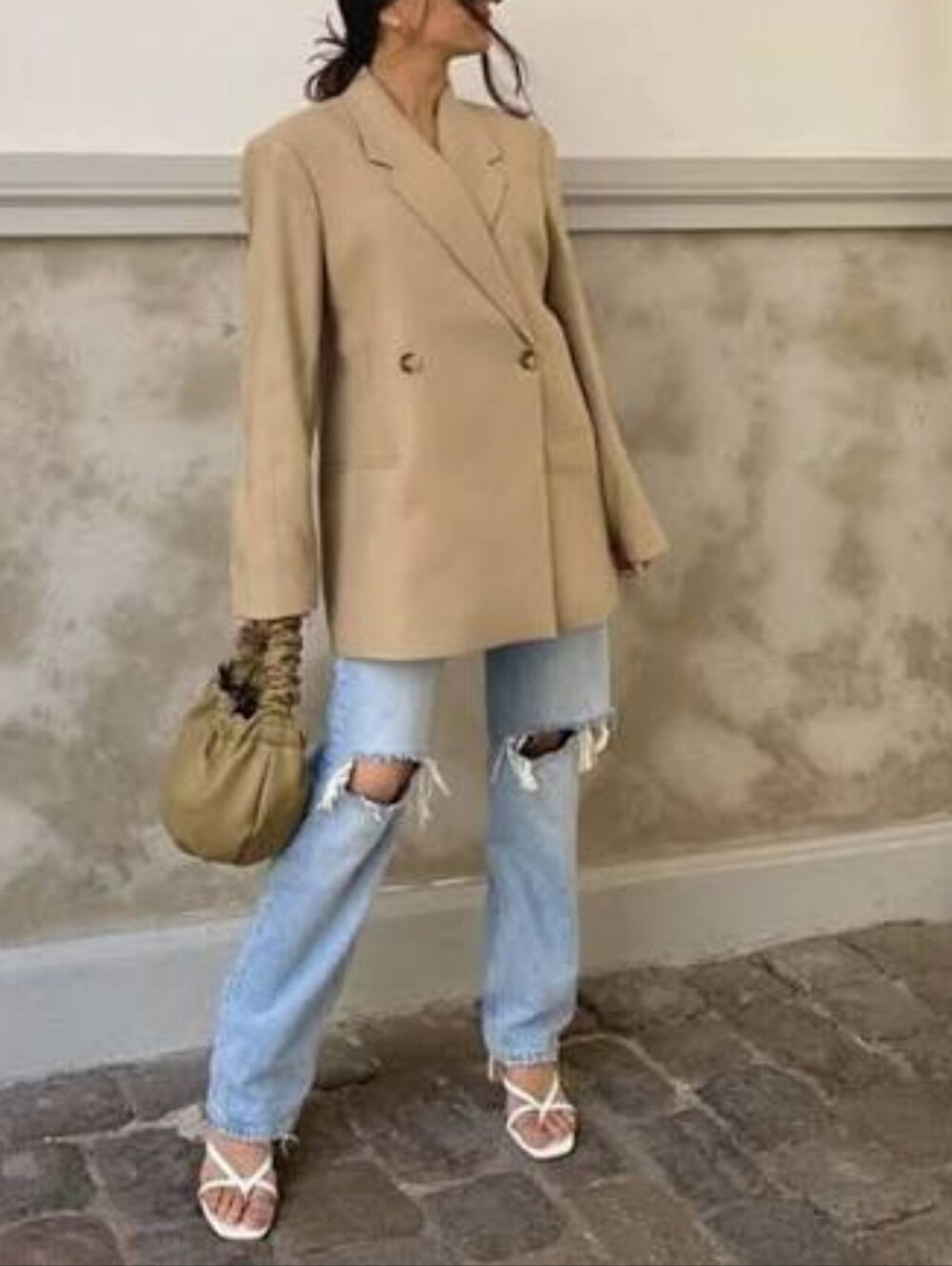 Anine Bing Kaia Wool Tan Single Breasted Blazer Jacket